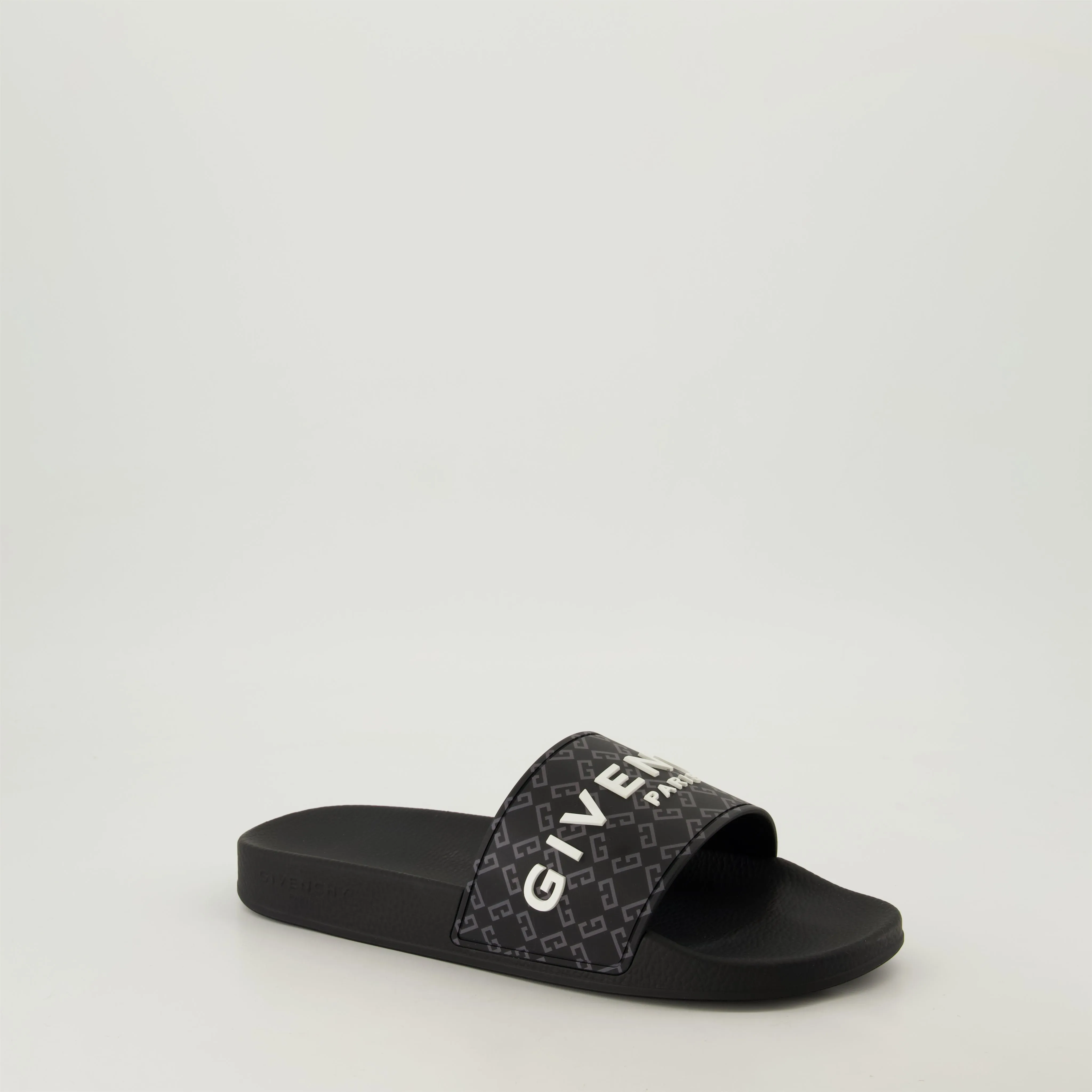 Black Rubber Slide Sandals