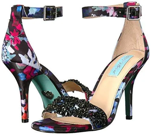 Blue By SbGina Dress Sandal, Black Floral, 8 M Us