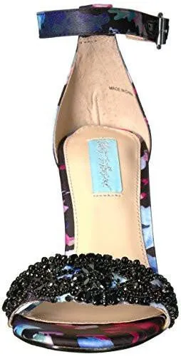 Blue By SbGina Dress Sandal, Black Floral, 8 M Us