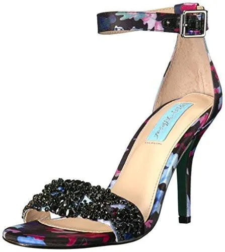 Blue By SbGina Dress Sandal, Black Floral, 8 M Us