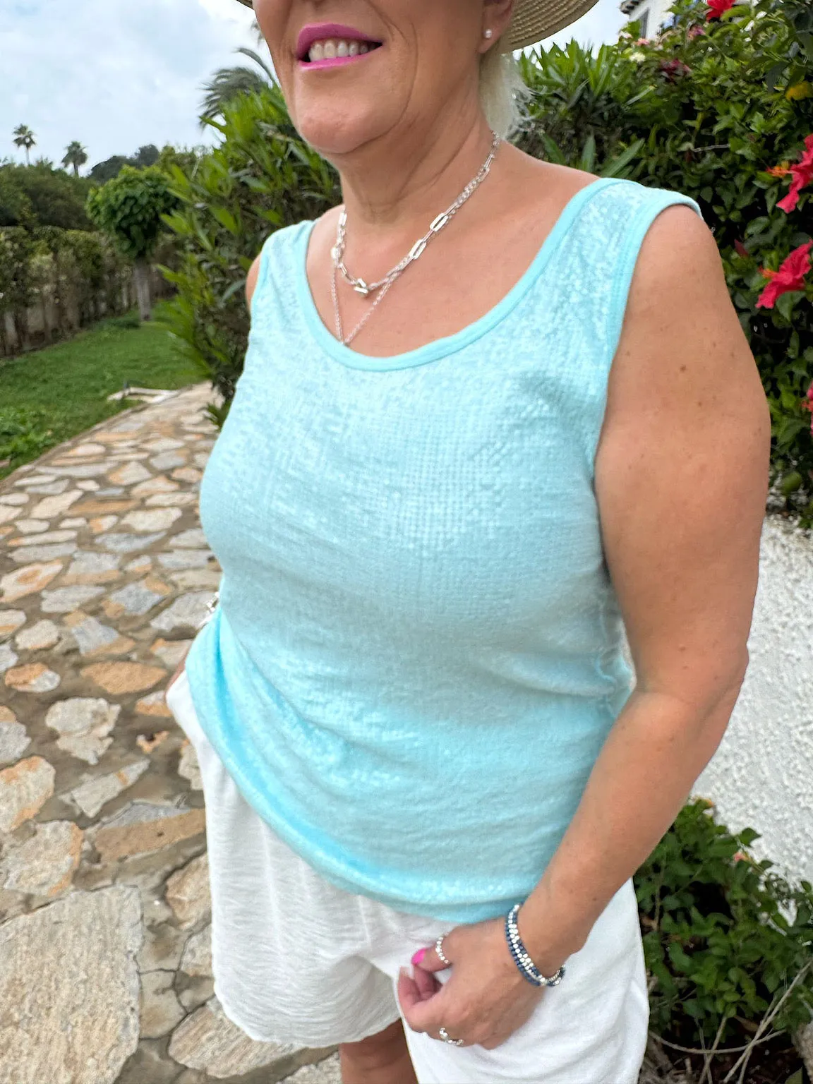 Blue Sequin Vest Top Rebecca
