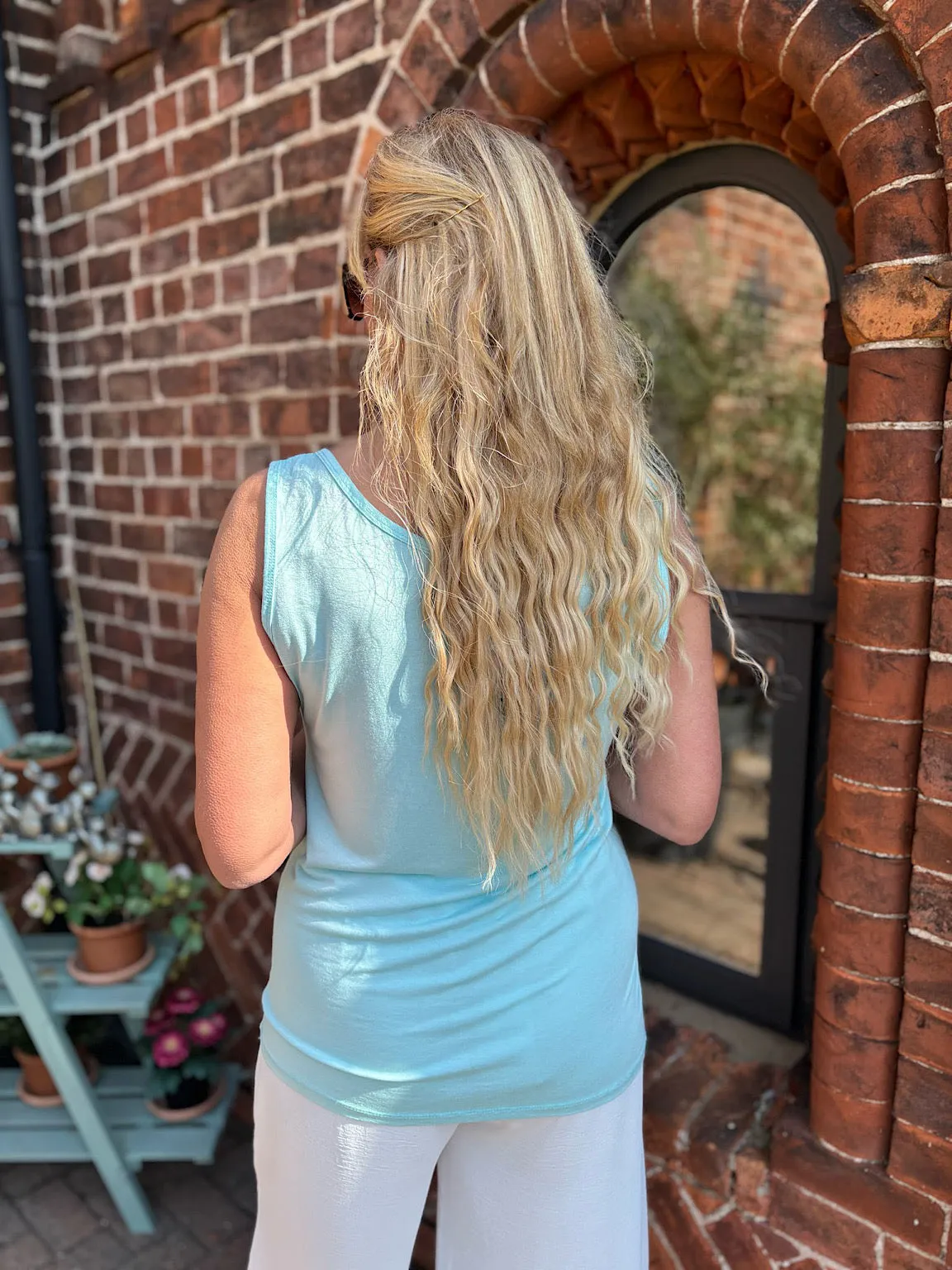 Blue Sequin Vest Top Rebecca