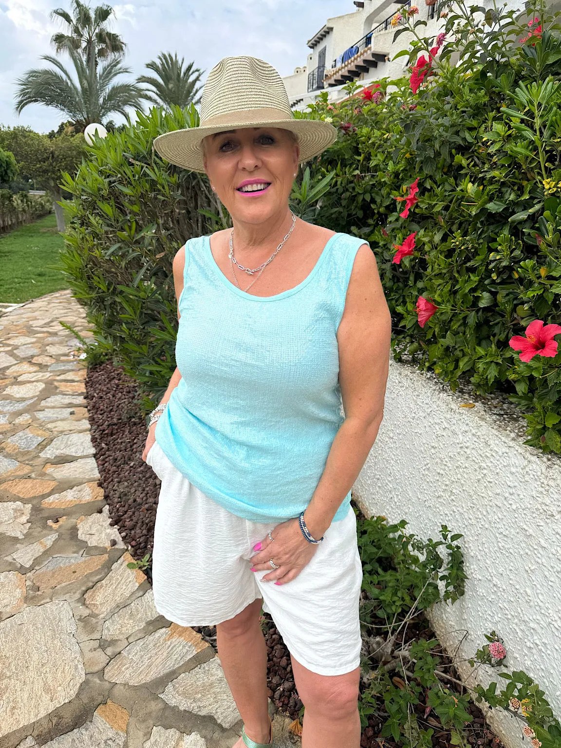Blue Sequin Vest Top Rebecca