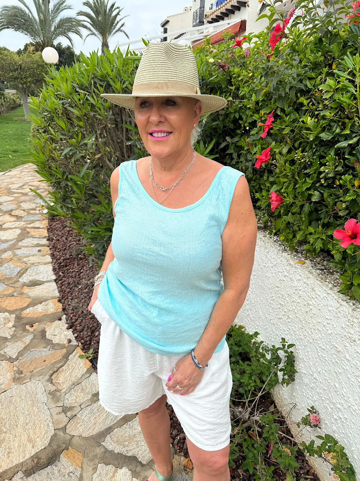 Blue Sequin Vest Top Rebecca