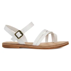 Brinley Co. Womens Strappy Ankle Wrap Sandal White, 8.5 Regular US