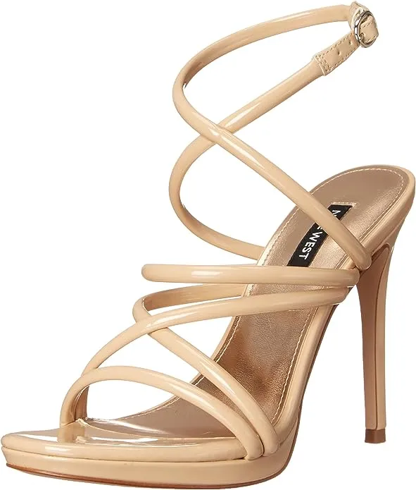 Buckle Local shipping options Rounded Natural Stiletto West 3 Sandals Toe Light Open Lexy Heeled Same-day shipping Nine