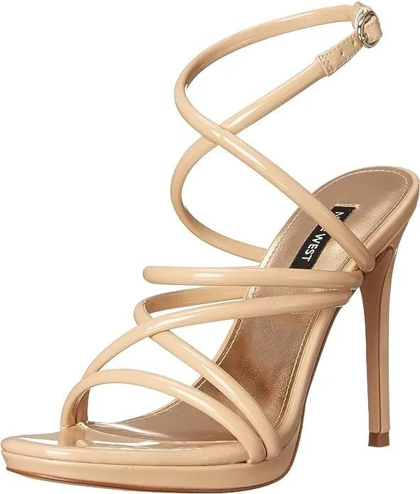 Buckle Local shipping options Rounded Natural Stiletto West 3 Sandals Toe Light Open Lexy Heeled Same-day shipping Nine