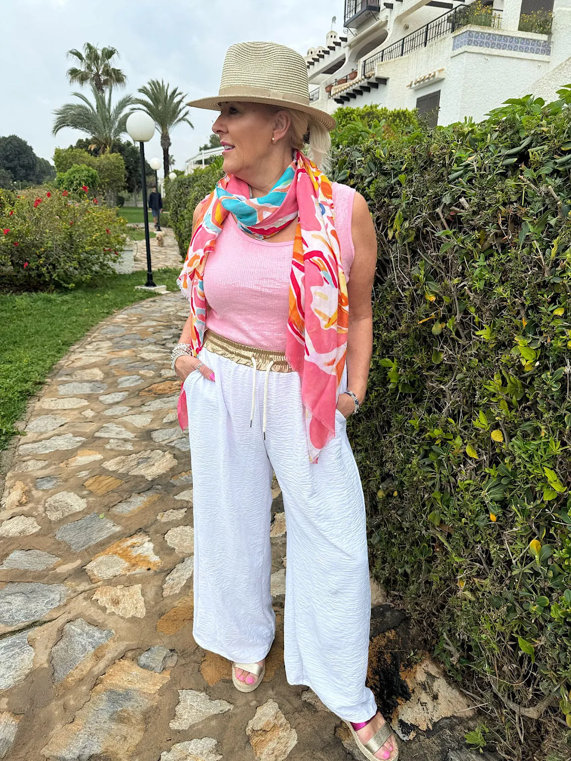 Candy Pink Sequin Vest Top Rebecca