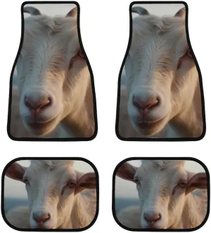 Car Floor Mat 4 Piece Universal Car Floor Pad Docile Goat Car Mat Set Rubber Floor Mat for Cars Non-Slip Car Carpet Decor Heel Pad for Most Vehicles