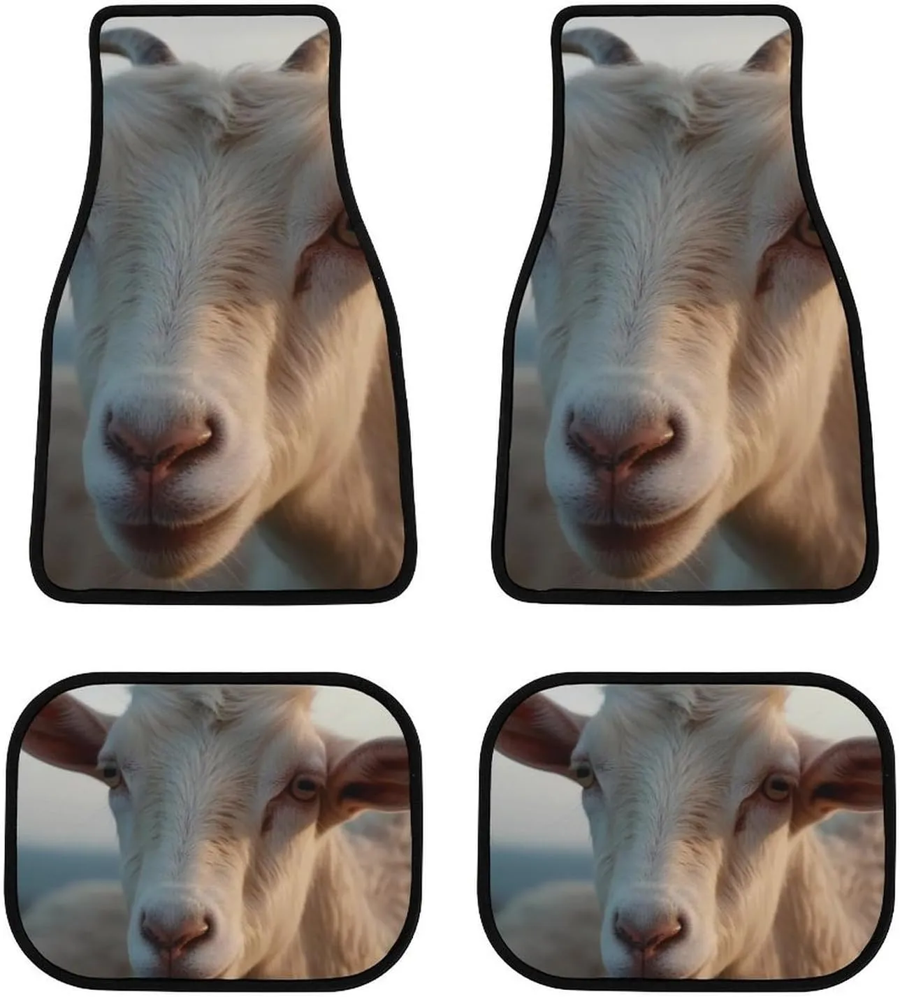 Car Floor Mat 4 Piece Universal Car Floor Pad Docile Goat Car Mat Set Rubber Floor Mat for Cars Non-Slip Car Carpet Decor Heel Pad for Most Vehicles