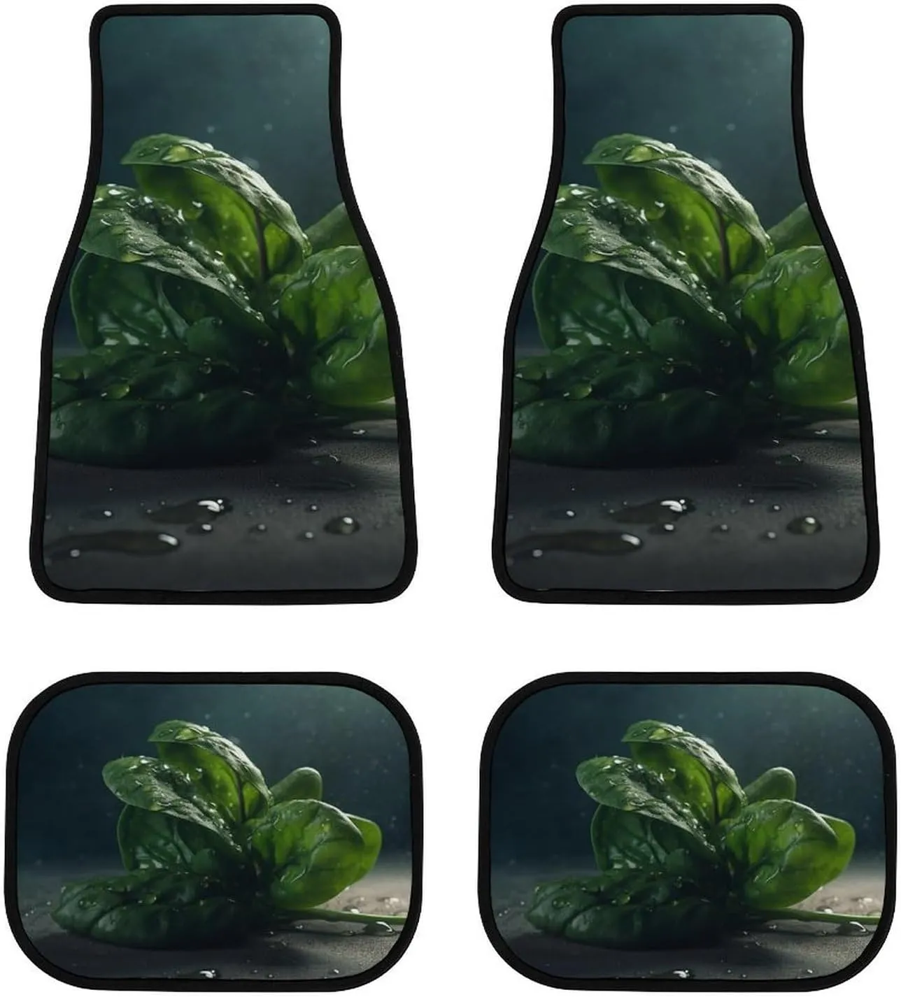Car Floor Mat 4 Piece Universal Car Floor Pad Green Fresh Vegetables Car Mat Set Rubber Floor Mat for Cars Non-Slip Car Carpet Decor Heel Pad for Most Vehicles