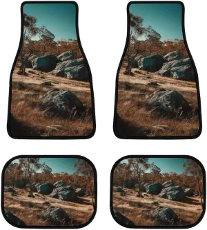 Car Floor Mat 4 Piece Universal Car Floor Pad Hills Car Mat Set Rubber Floor Mat for Cars Non-Slip Car Carpet Decor Heel Pad for Most Vehicles