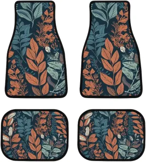 Car Floor Mat 4 Piece Universal Car Floor Pad of Grass Car Mat Set Rubber Floor Mat for Cars Non-Slip Car Carpet Decor Heel Pad for Most Vehicles