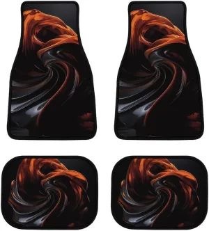 Car Floor Mats 4 Piece Universal Car Floor Mats Orange Swirl Shaped Ornament Car Mat Set Rubber Floor Mats for Cars Non-Slip Car Foot Pad Car Carpet Decor Heel Pad for Most Vehicles