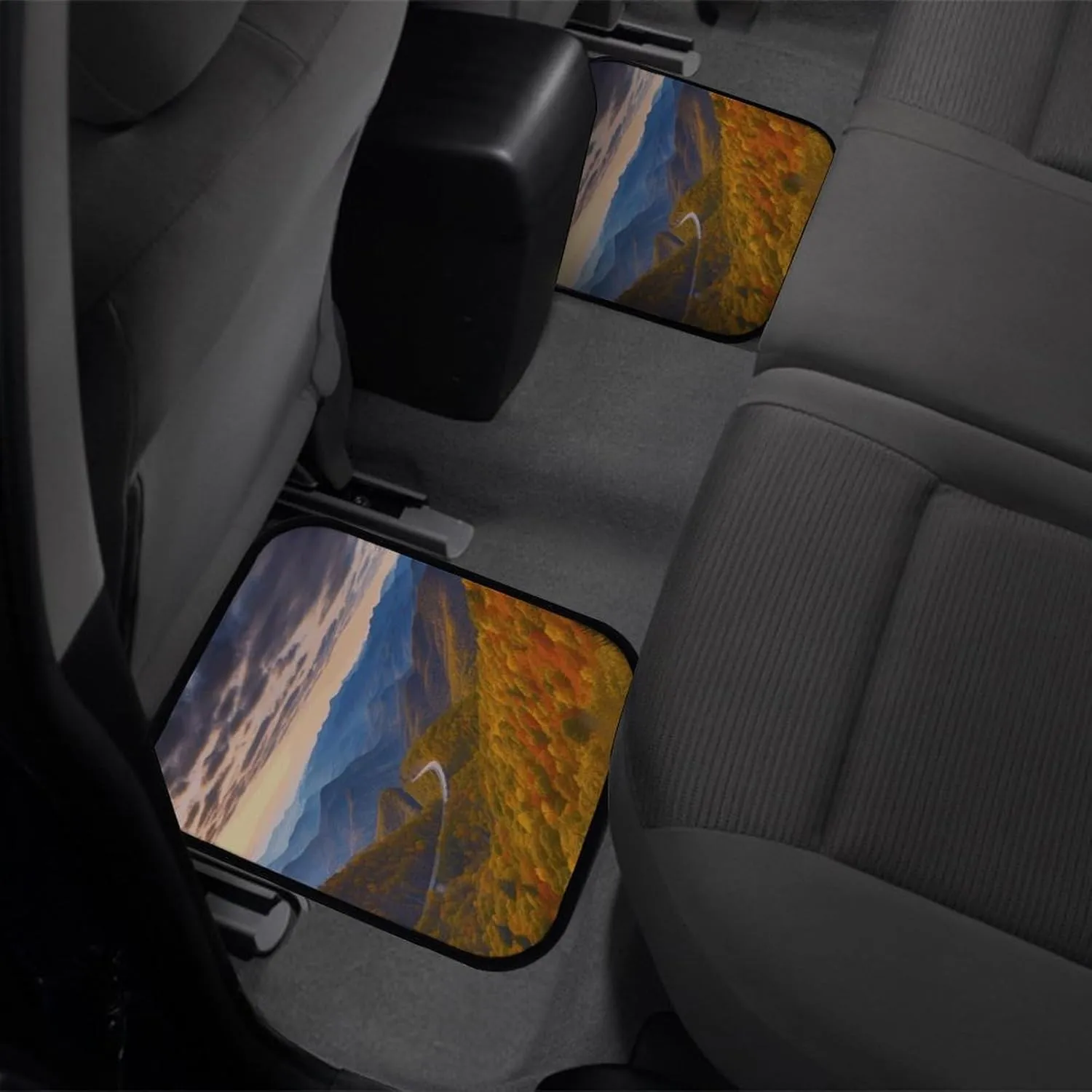 Car Floor Mats 4 Piece Universal Car Floor Mats Parkway Mountains Car Mat Set Rubber Floor Mats for Cars Non-Slip Car Foot Pad Car Carpet Decor Heel Pad for Most Vehicles