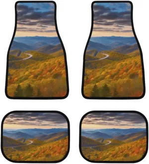 Car Floor Mats 4 Piece Universal Car Floor Mats Parkway Mountains Car Mat Set Rubber Floor Mats for Cars Non-Slip Car Foot Pad Car Carpet Decor Heel Pad for Most Vehicles