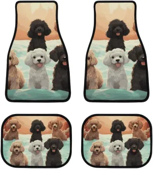 Car Floor Mats 4 Piece Universal Car Floor Mats Poodles Dogs Car Mat Set Rubber Floor Mats for Cars Non-Slip Car Foot Pad Car Carpet Decor Heel Pad for Most Vehicles