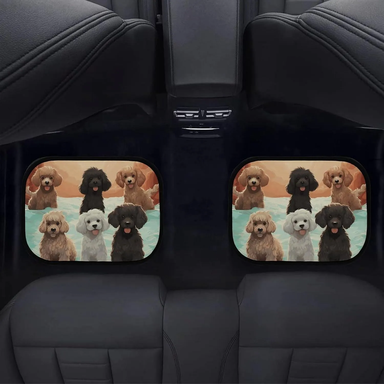 Car Floor Mats 4 Piece Universal Car Floor Mats Poodles Dogs Car Mat Set Rubber Floor Mats for Cars Non-Slip Car Foot Pad Car Carpet Decor Heel Pad for Most Vehicles