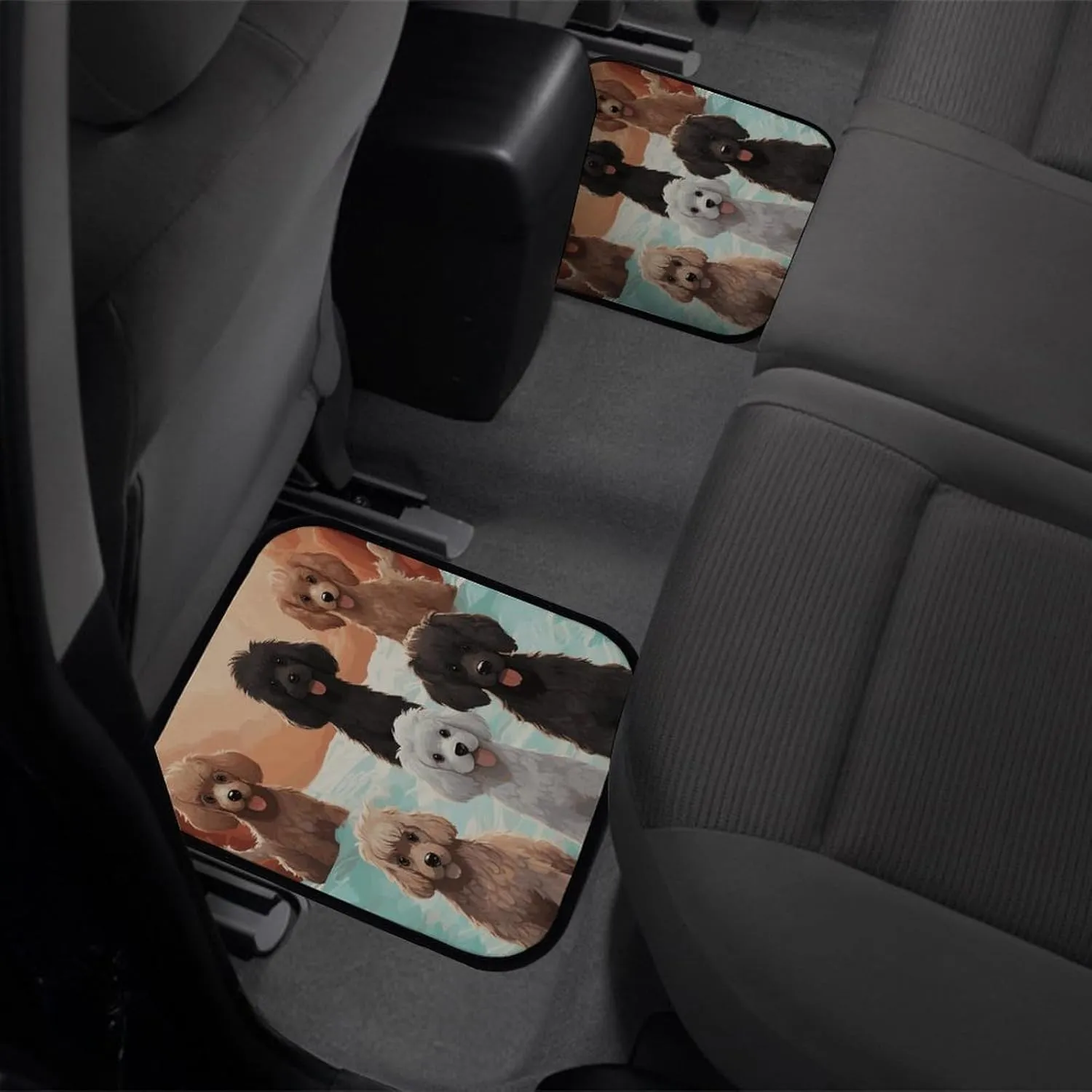 Car Floor Mats 4 Piece Universal Car Floor Mats Poodles Dogs Car Mat Set Rubber Floor Mats for Cars Non-Slip Car Foot Pad Car Carpet Decor Heel Pad for Most Vehicles