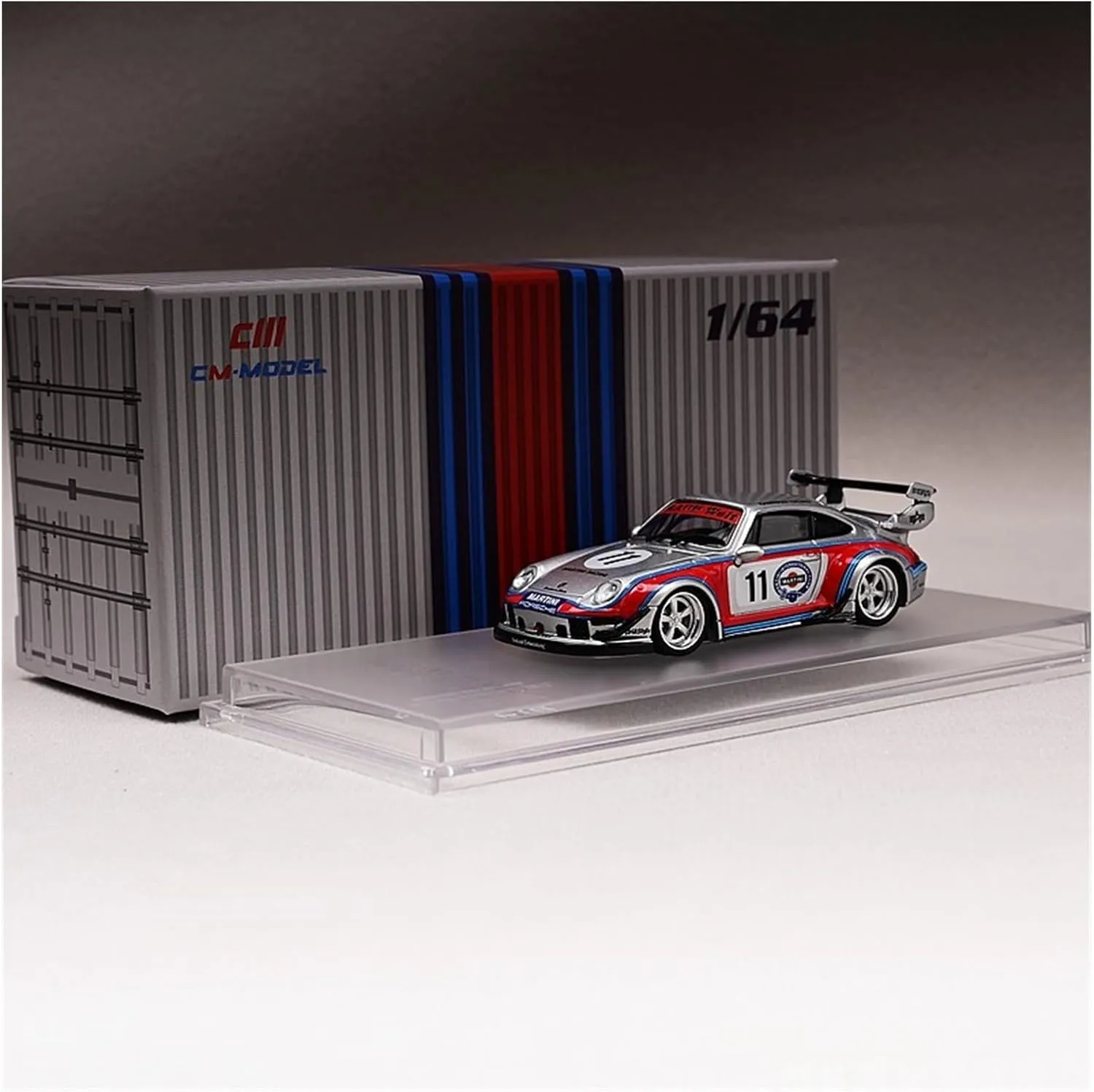 Car Model Crafts 1 64 for RWB993Martini Martini Alloy with Engine Structure Finished Static Toy Car Non-Remote App Controlled Toys