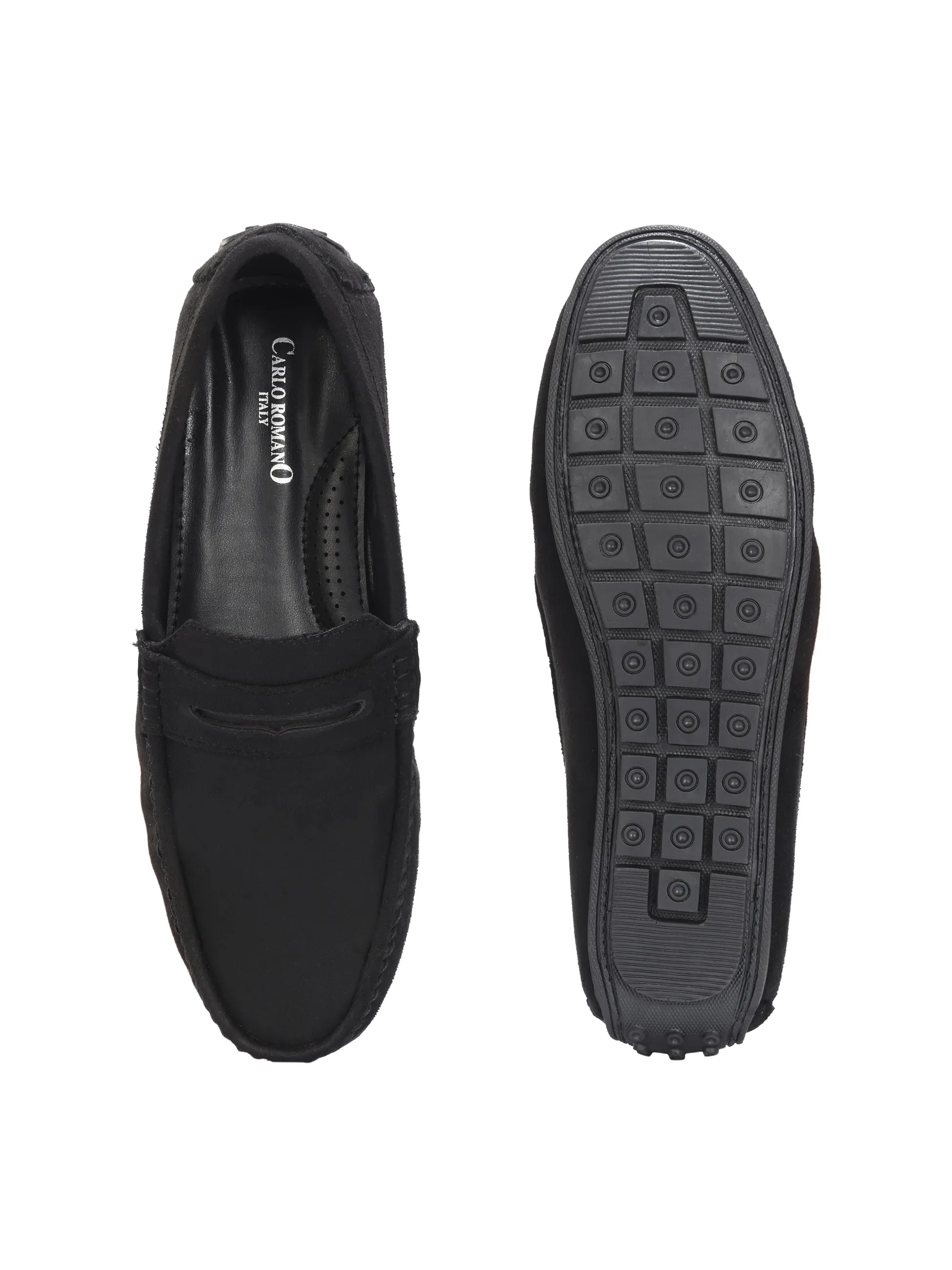 CARLO ROMANO BY WASAN BLACK COLOR VEGAN LEATHER MOCCASIN FOR MEN