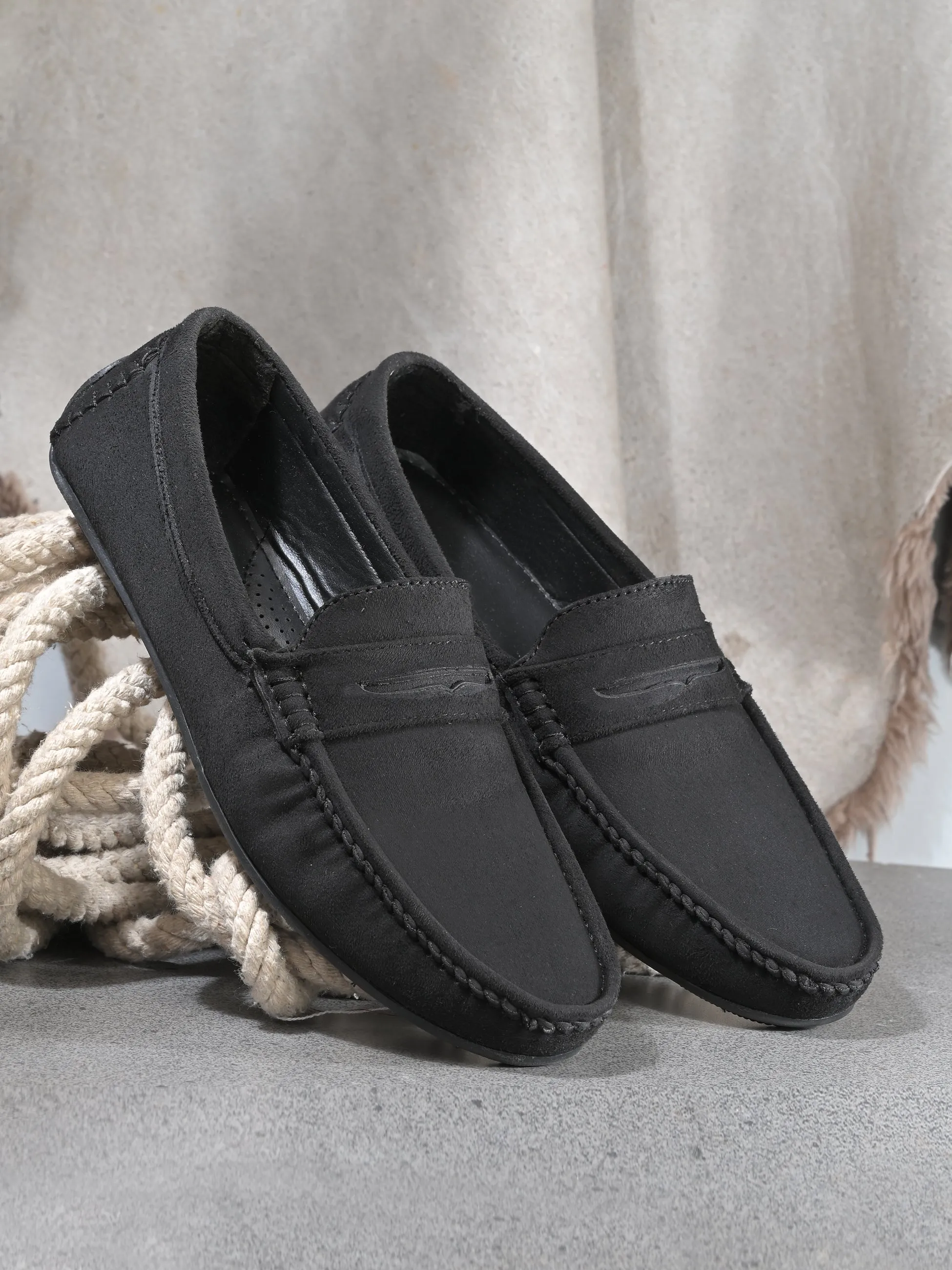 CARLO ROMANO BY WASAN BLACK COLOR VEGAN LEATHER MOCCASIN FOR MEN