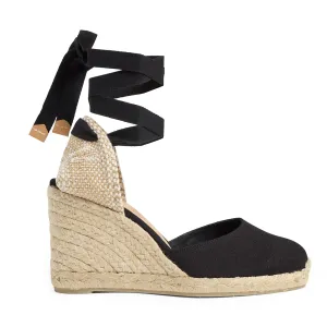 CASTANER Women's Carina 80 Wedge Espadrille Sandal 4.5 Black 100