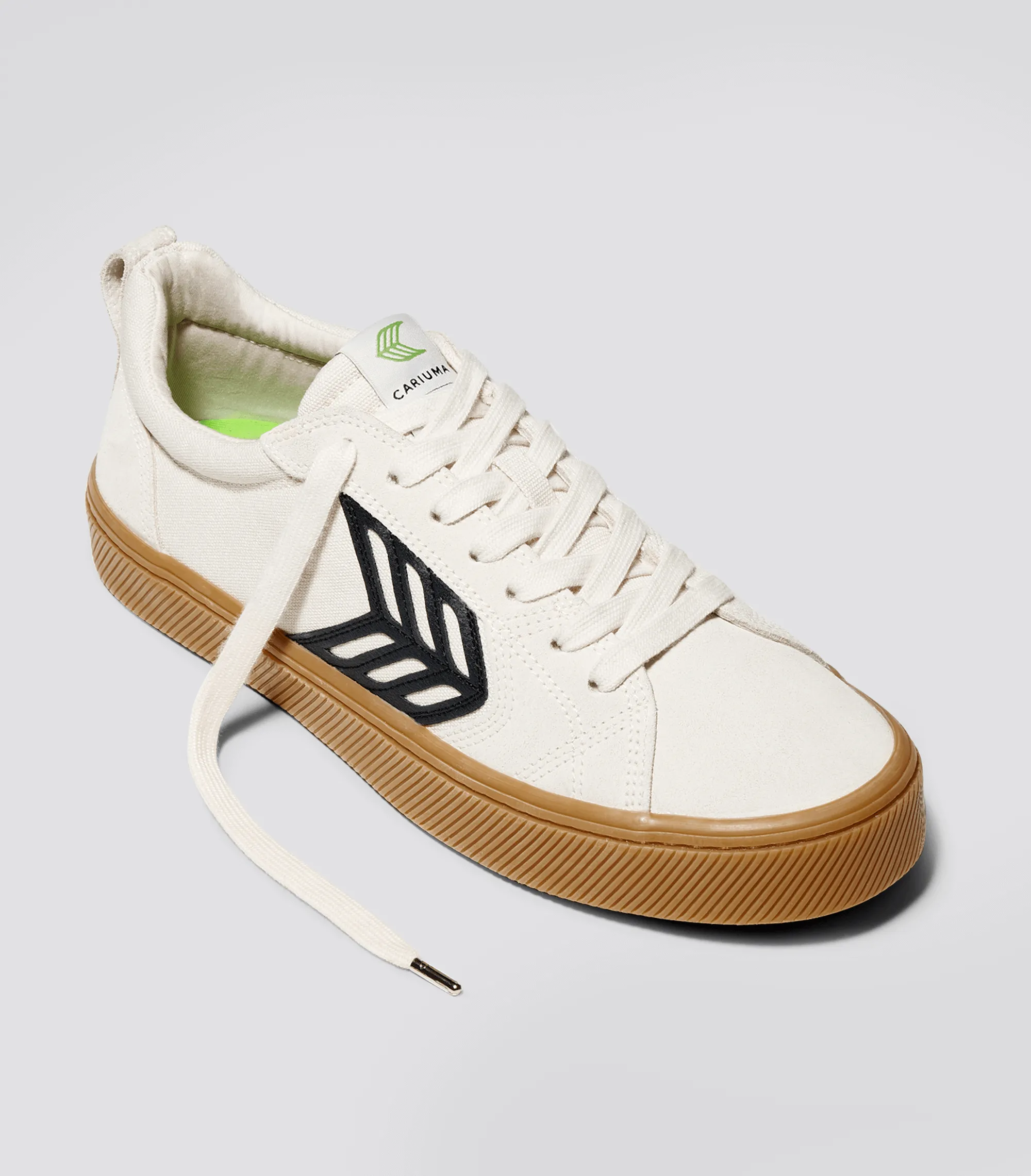 CATIBA PRO Low Gum Vintage White Suede and Canvas Black Logo Sneaker