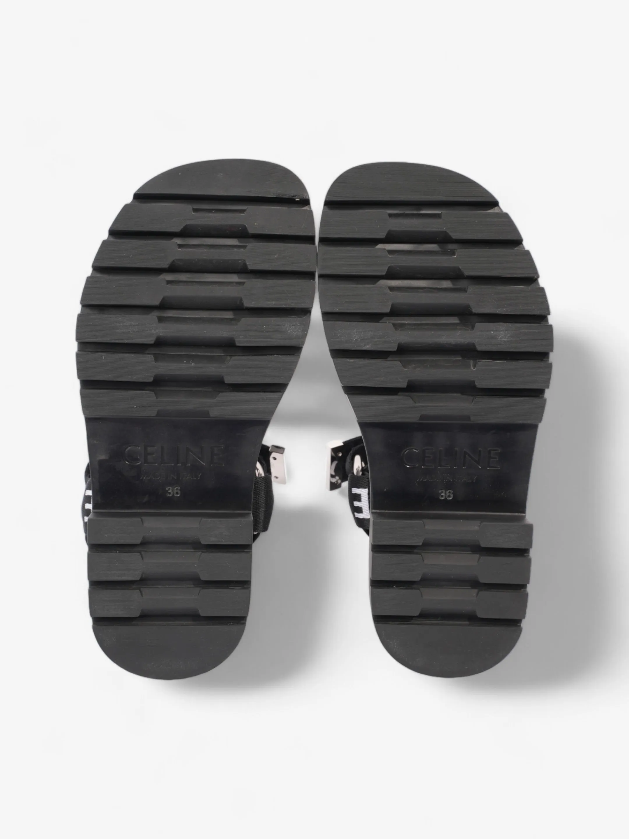 Celine Strappy Sandal Black / White Canvas EU 36 UK 3
