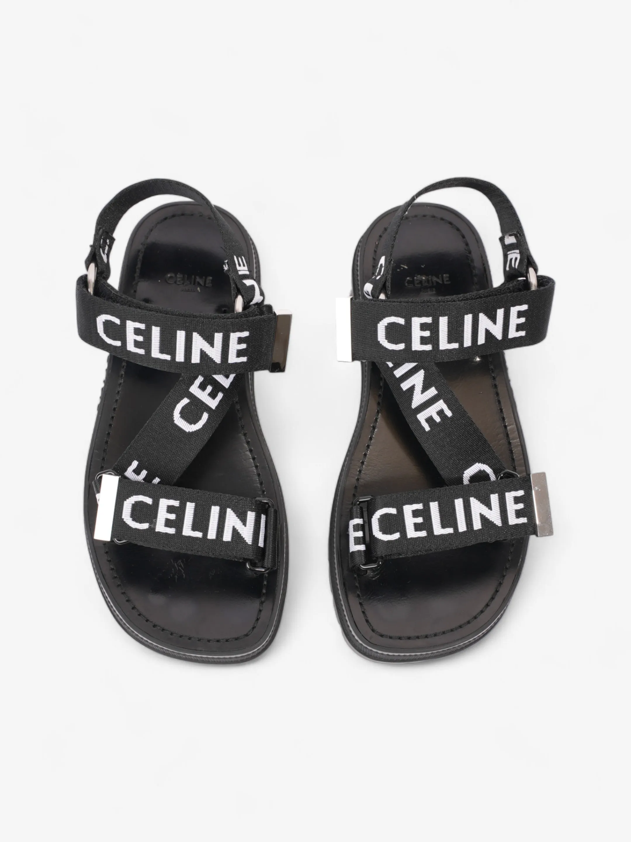 Celine Strappy Sandal Black / White Canvas EU 36 UK 3
