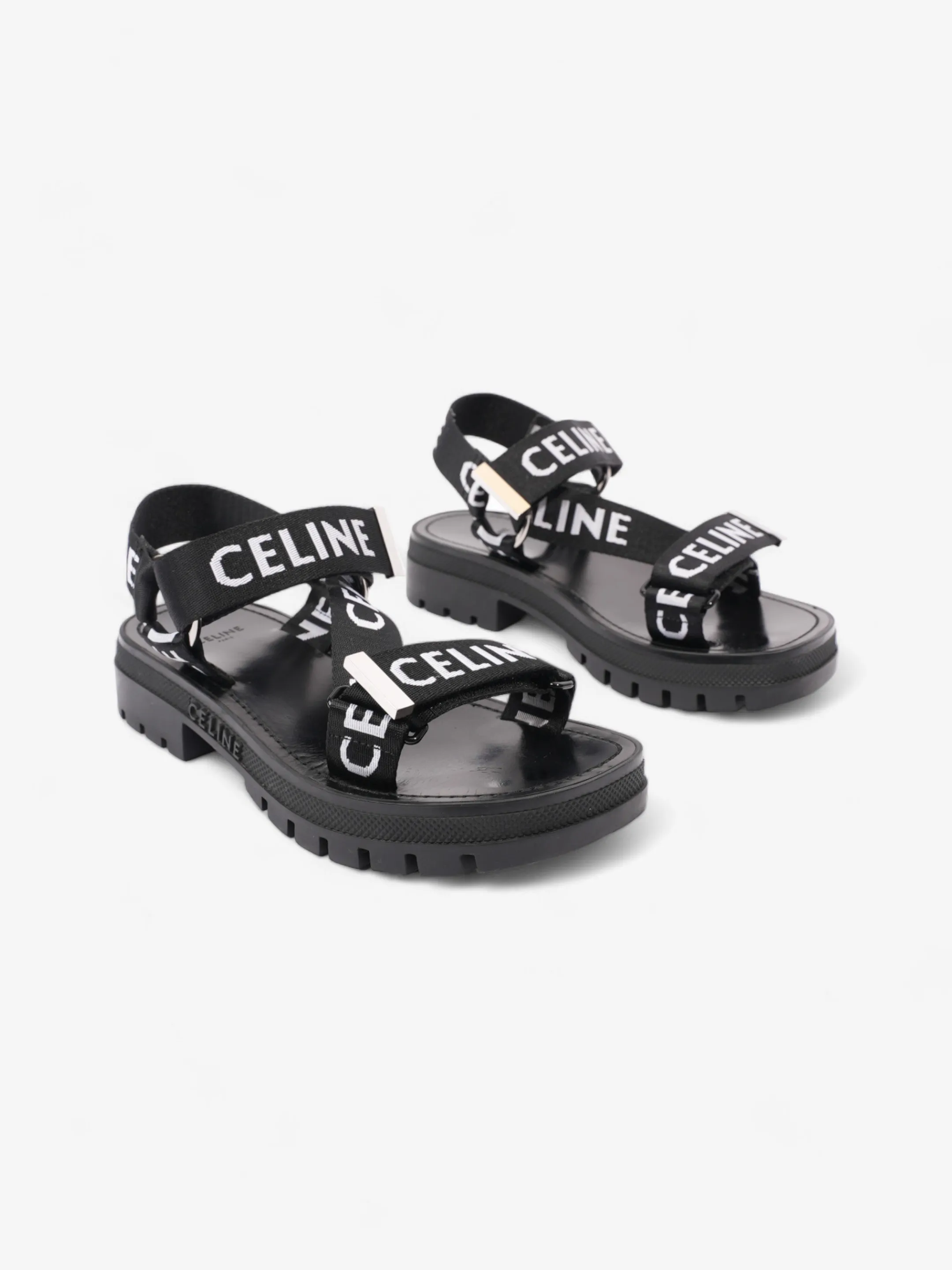 Celine Strappy Sandal Black / White Canvas EU 36 UK 3
