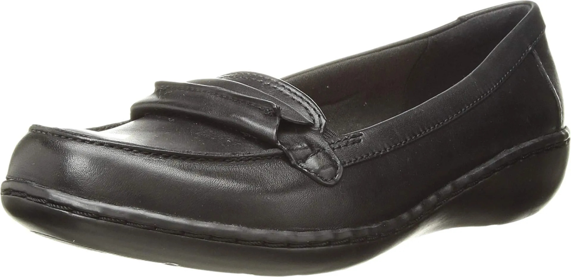 CLARKS Women's Ashland Lily Loafer,black leather,11 M US