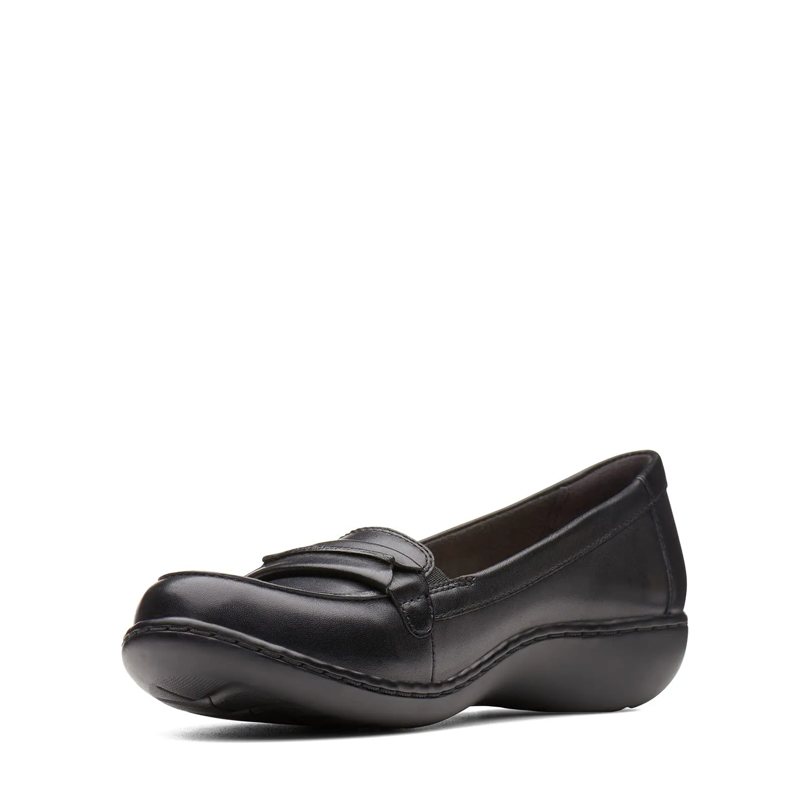 CLARKS Women's Ashland Lily Loafer,black leather,11 M US