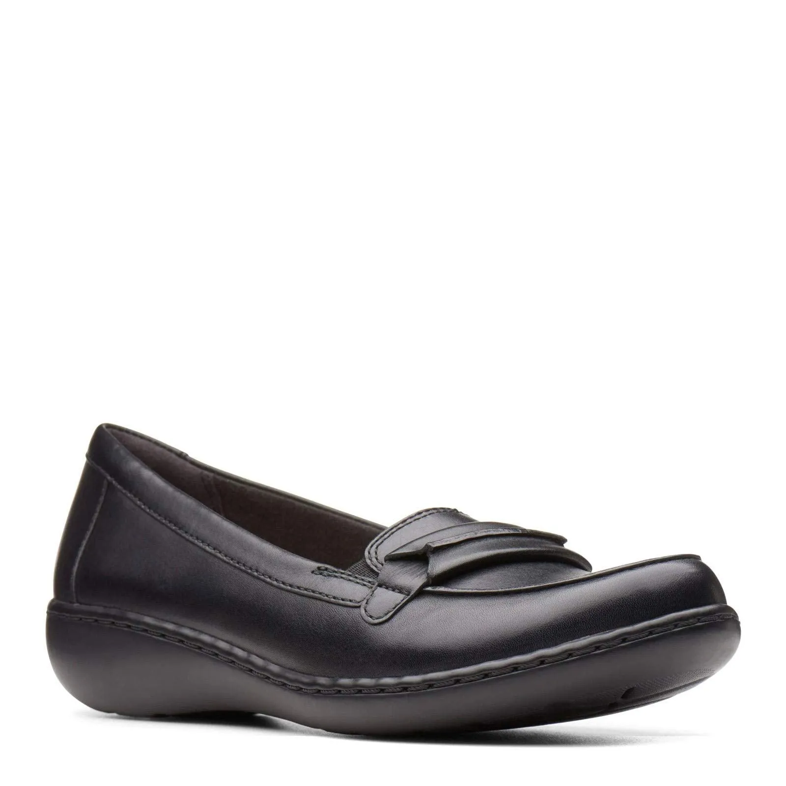 CLARKS Women's Ashland Lily Loafer,black leather,11 M US