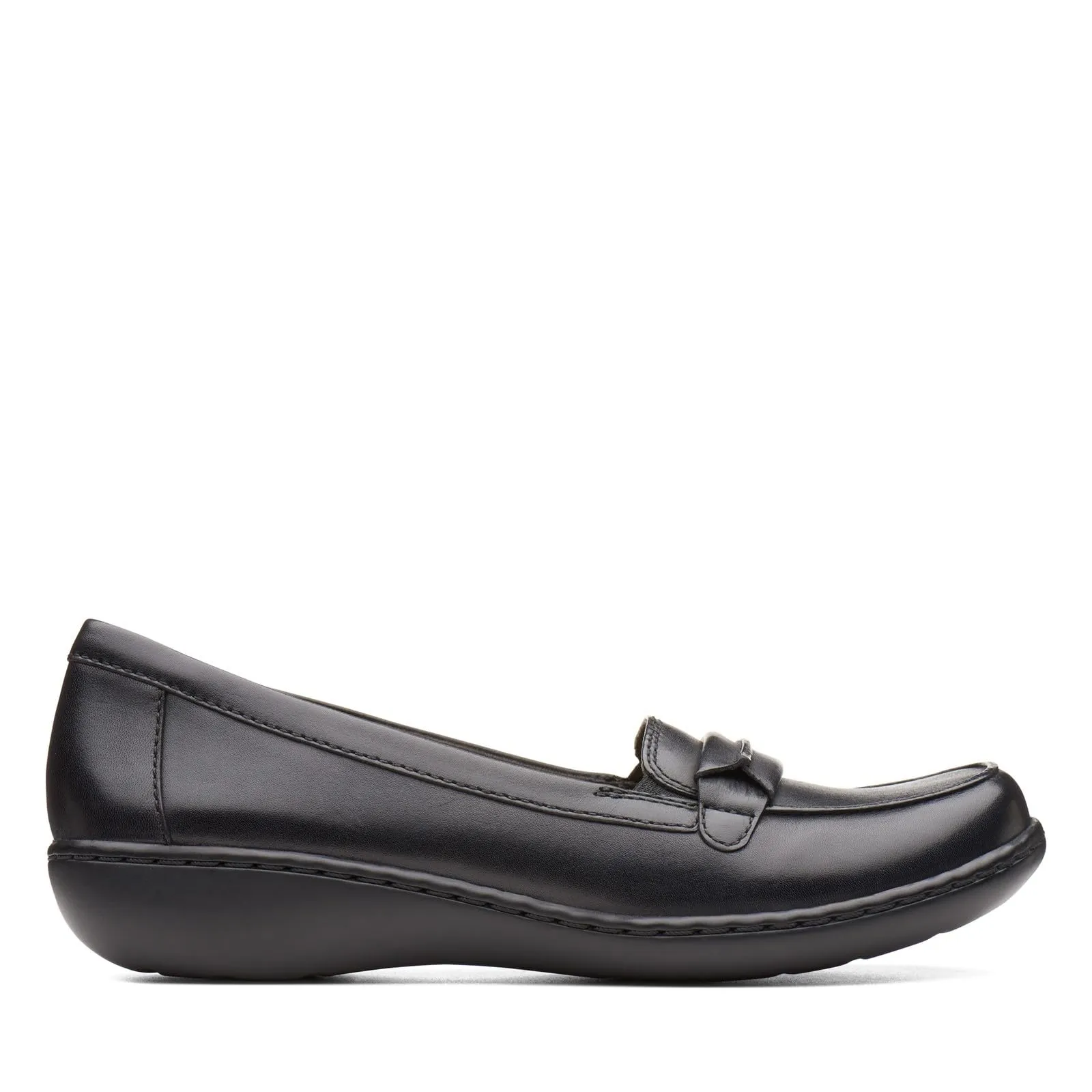 CLARKS Women's Ashland Lily Loafer,black leather,11 M US