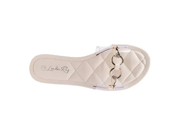 Clear Buckled Quilted Slides