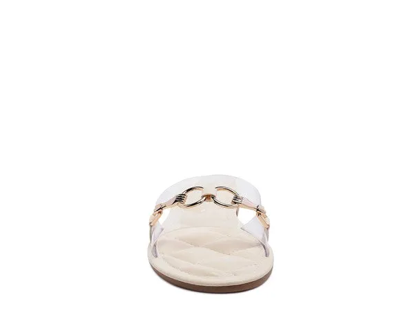 Clear Buckled Quilted Slides