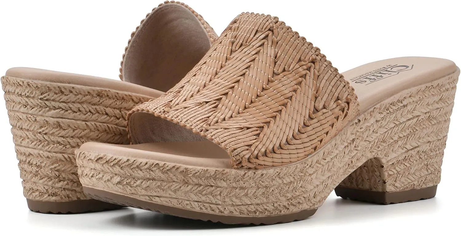 CLIFFS BY WHITE MOUNTAIN Women's Biankka Platform Woven Slide Sandal