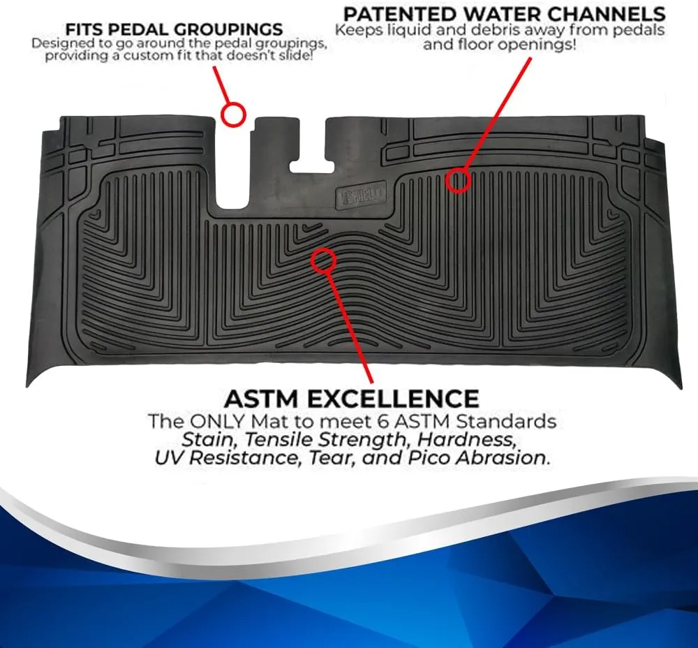 Club Clean Yamaha Golf Cart Floor Mat – Fits Drive, Drive2, G22, G14, Adventurer Models – Custom Fit, 8mm Thick Rubber – Water Channel Design – UV-Protected, Non-Slip – Industry Standard Golf Car Mat