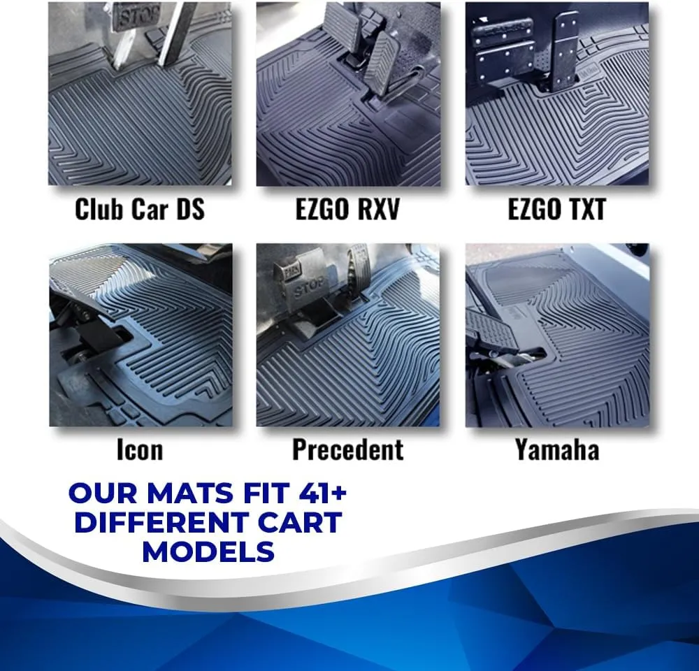 Club Clean Yamaha Golf Cart Floor Mat – Fits Drive, Drive2, G22, G14, Adventurer Models – Custom Fit, 8mm Thick Rubber – Water Channel Design – UV-Protected, Non-Slip – Industry Standard Golf Car Mat