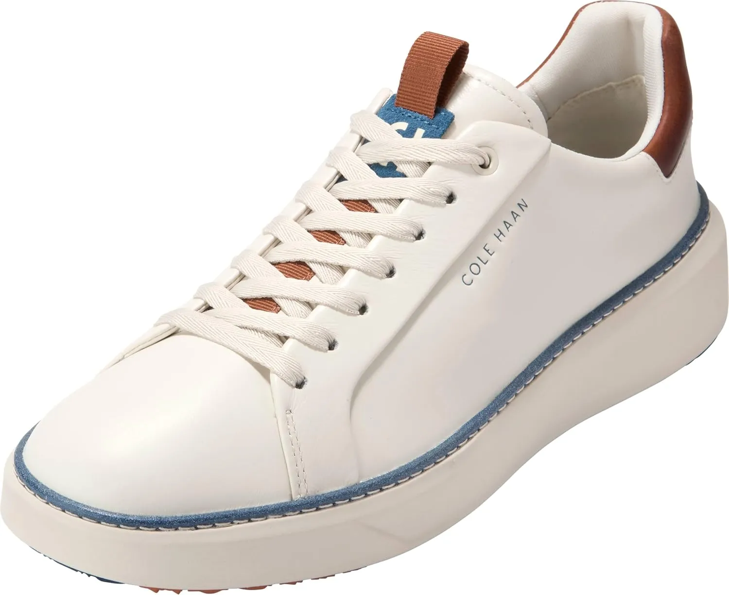 Cole Haan Men's Grandpro Topspin Golf Sneaker, Ivory/Auburn/Scroll, 13 Wide