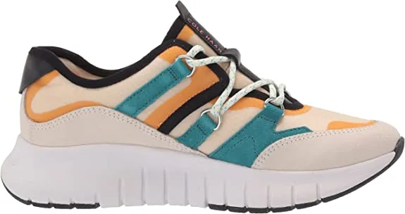 Cole Haan womens Zerogrand Flex Lace Up Sneaker, Whitecap Grey Suede/ Deep Lake/ Cement Mesh/ Golden Rod Ivory, 9 US