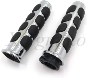 Custom Chrome Flat Top Rubber 7/8" 22mm Handlebar Grips for Goldwing Gl1200 1982-1987/ Gl1500 1988-2000/ Gl1800 2001-2012