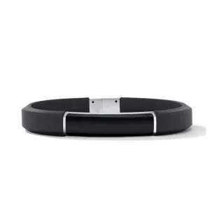 David Yurman Streamline ID Black Rubber Bracelet with Black Onyx, 10mm