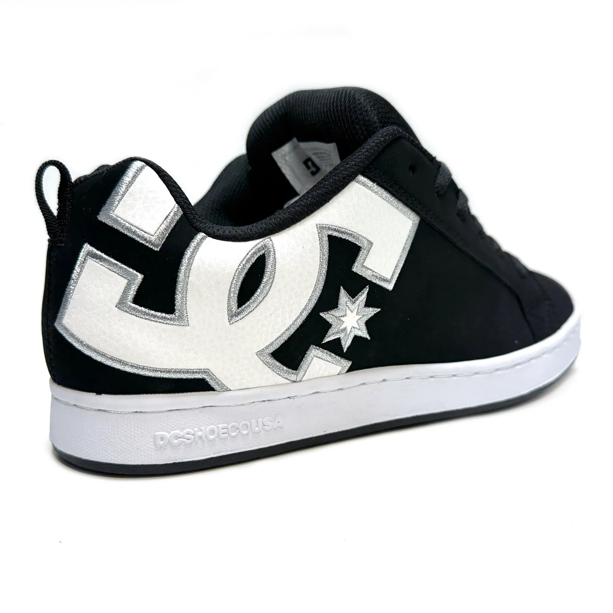 DC SHOES COURT GRAFFIK  BLACK WHITE STENCIL LADIES TRAINERS