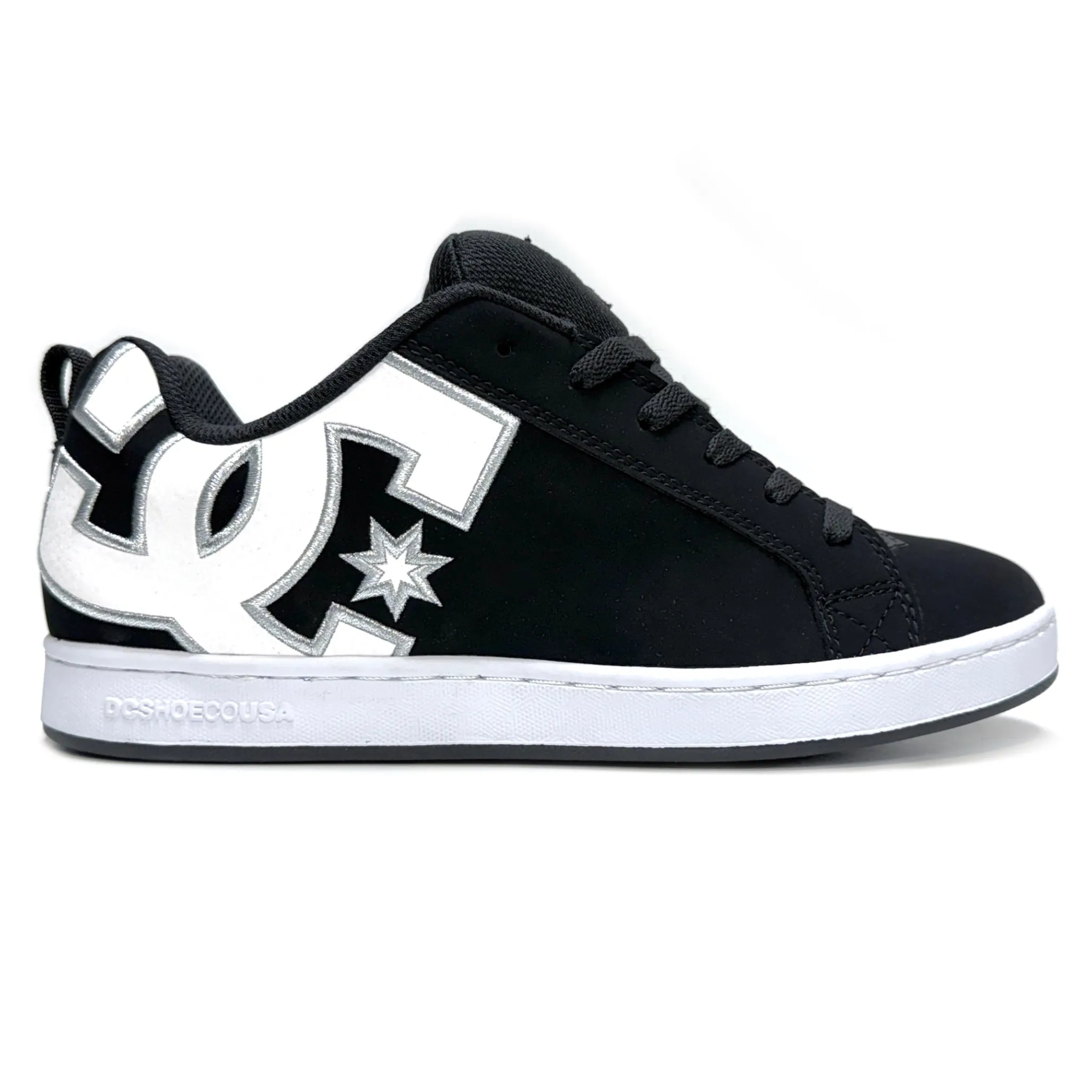 DC SHOES COURT GRAFFIK  BLACK WHITE STENCIL LADIES TRAINERS