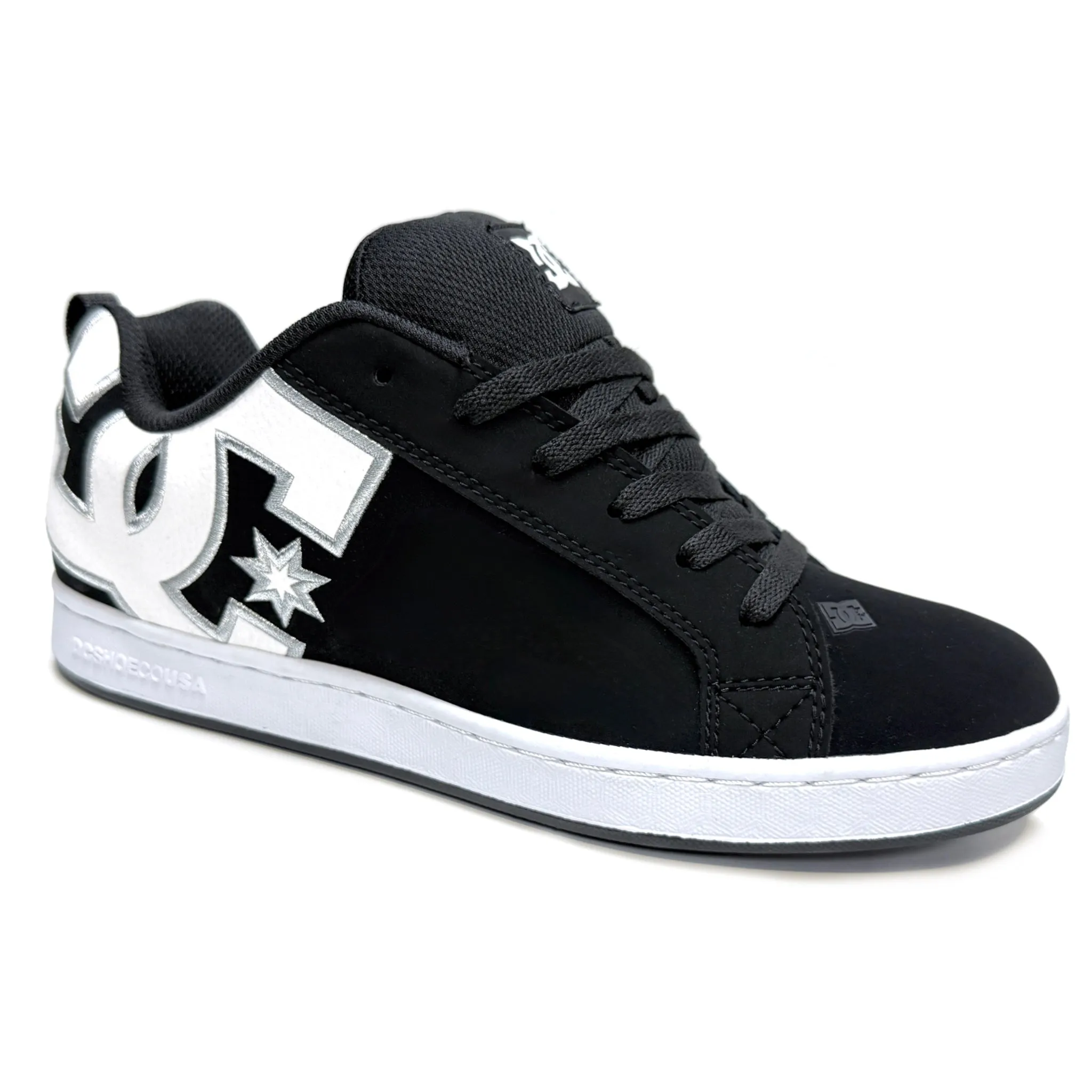 DC SHOES COURT GRAFFIK  BLACK WHITE STENCIL LADIES TRAINERS