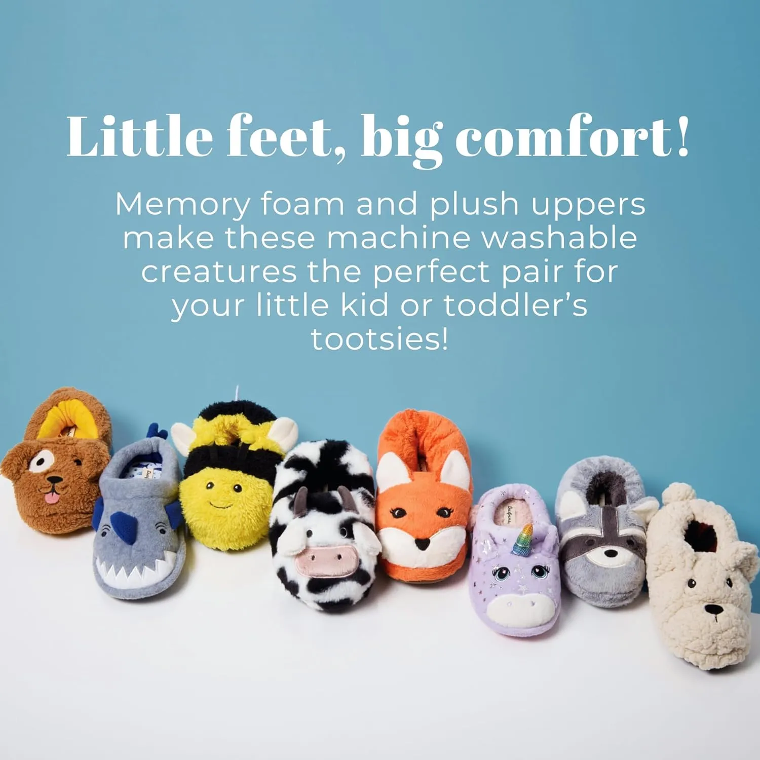 Dearfoams Toddler & Kids' Cute Shark, Cow, Unicorn, Dog, Dinosaur and Animal Critter Slippers