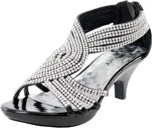 Delicacy JJF Shoes -62 Womens Strappy Rhinestone Dress Sandal Low Heel