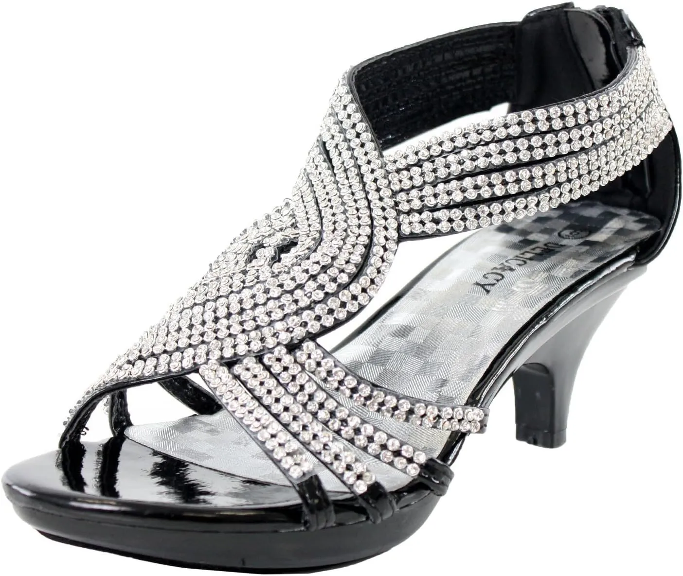 Delicacy JJF Shoes -62 Womens Strappy Rhinestone Dress Sandal Low Heel
